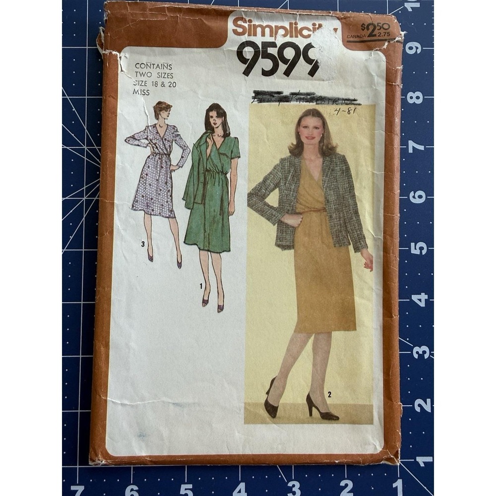 Simplicity Pattern 9599 Misses'‎ Pullover Dress & Jacket Size 18-20 CUT Complete